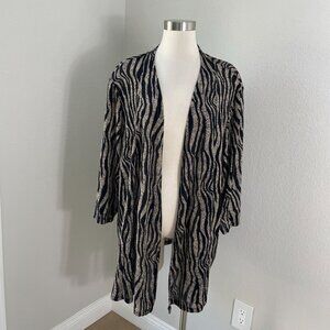 Maggie Barnes Womens Plus 3X 26/28 Zebra Open Front Cardigan Lightweight Knit